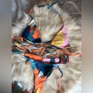 color bikini with sarong